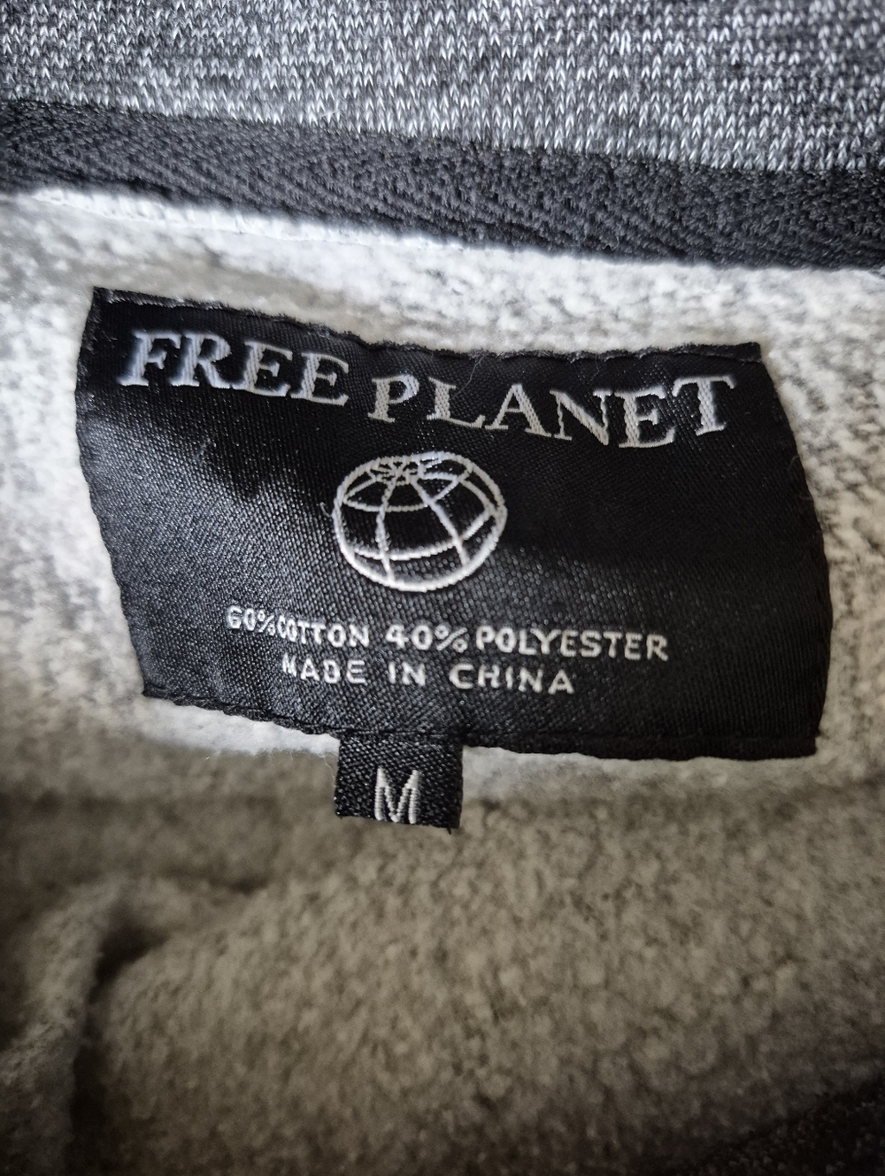 Free Planet Charcoal Cowl-Neck Pullover Hoodie - Mens Size Medium - Picture 4 of 4